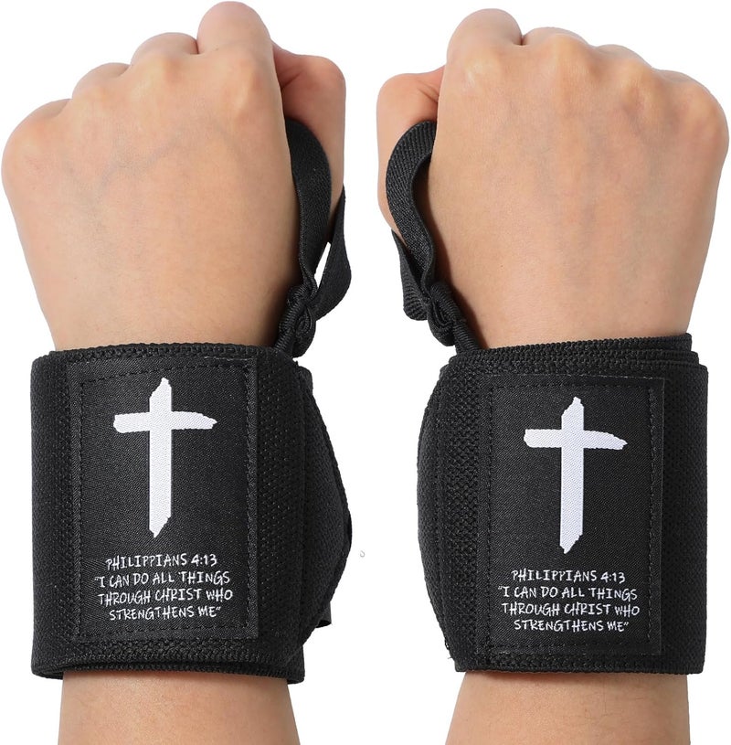 Simgoing Cross Faith 25" Wrist Wraps for Weightlifting, Wrist Straps for Men and Women, Straps Support with Heavy Duty Thumb Loop Wrap for Powerlifting, Strength Training, Bodybuilding - Image 1
